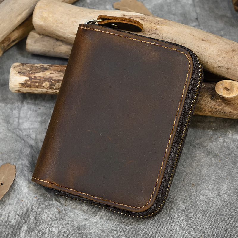Men Crazy horse Genuine Leathe - Edc Carry Card ulasan dan harga