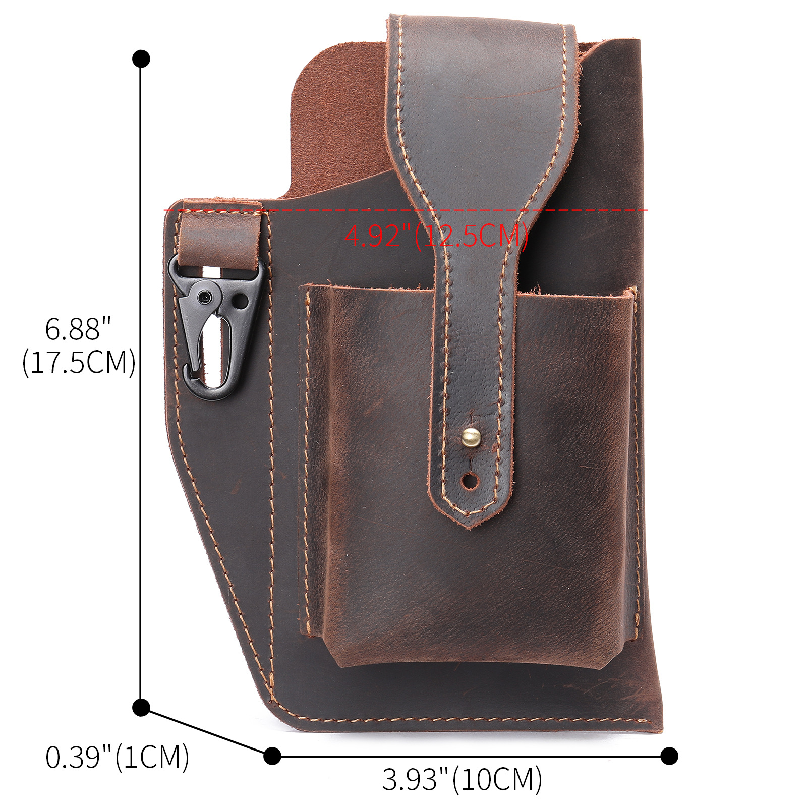 Crazy Horse Leather Phone Hols - Edc Carry Bag For Men ulasan dan harga